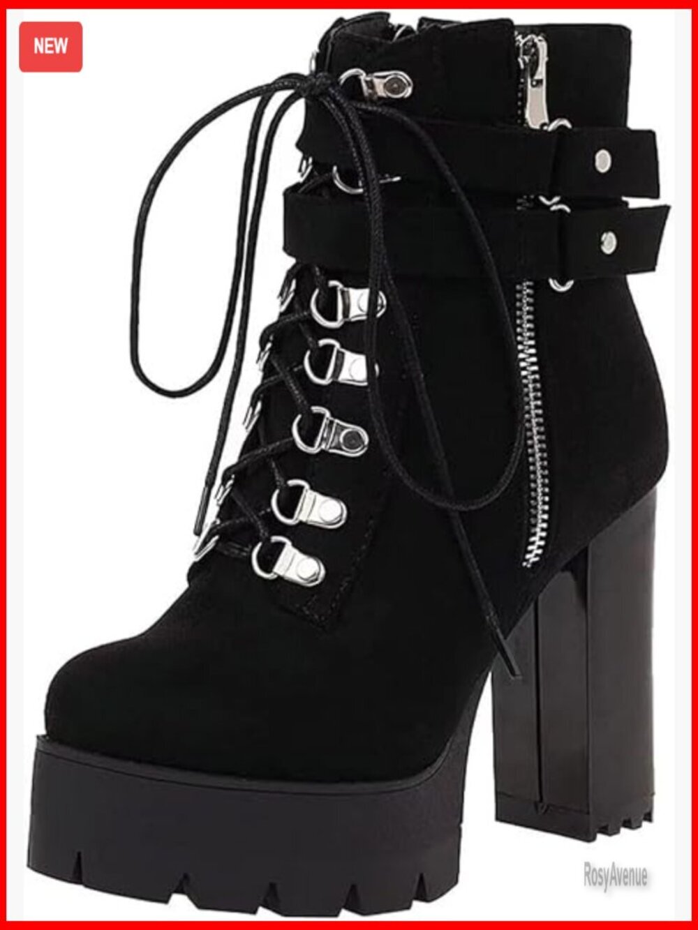 Platform Combat Booties Chunky Heel Lace Up Ankle Boots Gothic Style
